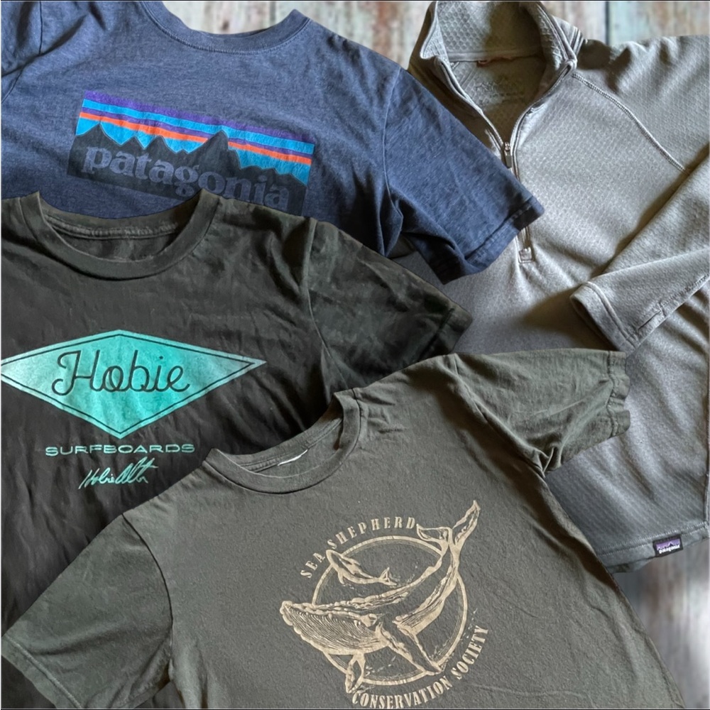 Patagonia Small Capilene Baselayer Noble Grey Youth Size 7/8 Bundle T-shirts GUC